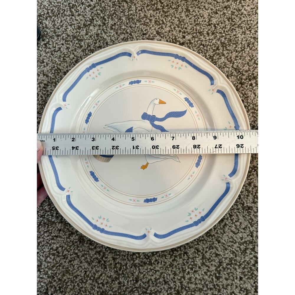 Newcor VINTAGE Blue Geese Dinner Plate Stoneware Countryside 10 5/8" Set Of 5 - Picture 4 of 6